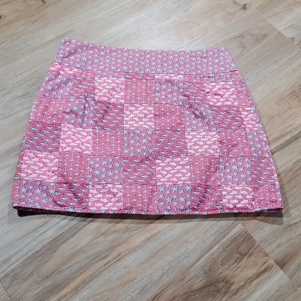 ☔️🔹️Vineyard Vines Pink & Blue Nautical Patchwork Wraparound Skirt Size 4